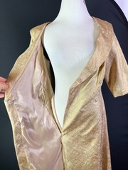Watters & Watters Size 8? Metallic Gold Faux Wrap Coat Dress Sash