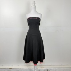 Vtg 90s Ruby Rox Sz 13 Womens Black Floral Tulle Strapless Dress Grunge Goth Alt