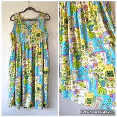 Phases VTG Garden Fairy Midi Sleeveless Dress Whimsical Garden Core Country SZ L