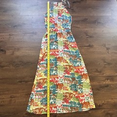 Lovestitch Small Multicolor Halter Elastic Waist Side Slit Maxi Dress Boho Flowy