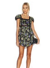NEW LoveShackFancy Floral Lace Trim Mini Nutmeg Dress Size 4