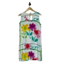Vintage Jams World Floral Dress Painted Print Sleeveless Shift Art Dress Medium