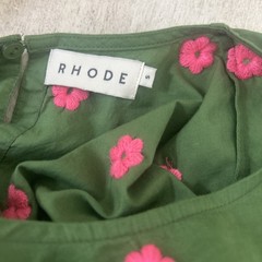 Rhode Ella Mini Dress | Pink Green Embroidered Floral | Size Small No belt