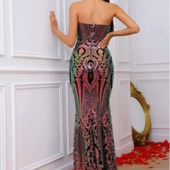 MULTICOLOR RANDOM PRINT SPECIAL EVENT MAXI DRESS