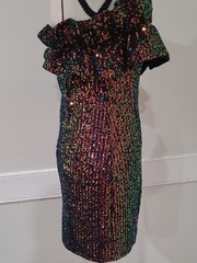Thirty Thirty LA Multicolor Sequin Strapless Mini Dress with Ruffles – Size L Jr