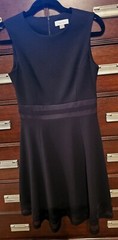 Calvin Klein Dress Sz 6 Black Mesh Illusion Hem Fit Flare Sleeveless A Line