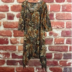 Mlle Gabrielle Dress Womens 3X Multicolor Boho Floral Stretchy Casual Knit
