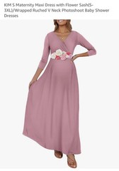 KIM S Maternity Maxi Dress with Flower Sash(L)Photoshoot Baby Shower 165