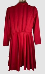 Taylor Women&rsquo;s Red Long-Sleeve Satin A-Line Shirt Dress Size 8