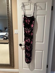 Ruched bodycon floral dress