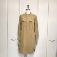 Polo by RALPH LAUREN No collar Corduroy Shirt Dress Women Size 0 Beige Rare