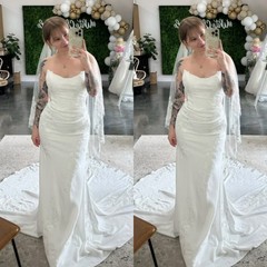 Mermaid Sleeveless Wedding Dresses Beach White Satin Sweetheart Bridal Gowns