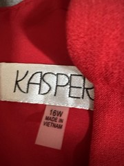 Kasper Women’s Scarlet Red Sheath Sleeveless V Neck Business/coctail Dress 16 W