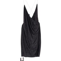 Michelle Mason Womens Crystal Strap Shimmer Mini Dress Size S Black Rhinestones