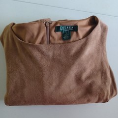 Lauren Ralph Lauren Camel Faux Suede Sleeveless Sheath Dress Brown Size 10
