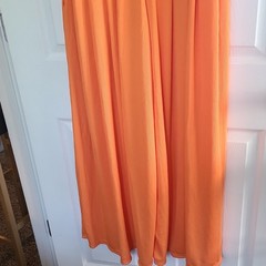 Halara Orange Solid Jersey Maxi Long Wide Leg Jumpsuit V-Neck Pleat