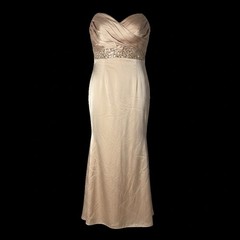 Faeriesty Elegant Off Shoulder Short Sleeve Sequin Champagne Dress Gown Size XS