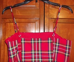 Forever 21 Red Black Yellow Side Zipper Plaid Jumper Dress Spaghetti Straps – M