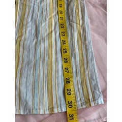 Olivaceous Cream Blue Yellow Striped Button Front Dress Small Coastal Girlhood