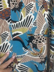 Terea by Andrea Pitter Women&rsquo;s Enamel Blue Crane Print Maxi Straight Dress XXL 2