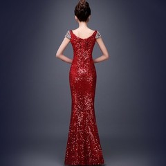 Chic Womens Sequins Formal Evening Bridesmaid Wedding Prom Party Ball Gown Dress