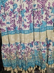 Antica Sartoria Boho Floral Tassel Mini Dress – Purple & Turquoise Tiered New