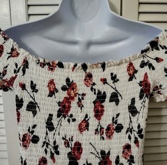 J for Justify Womens Floral White Maxi Dress Smocked Size Medium Asymmetrical