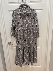 maeve anthropologie Brown Zebra Cotton Long Tiered Dress EEUC