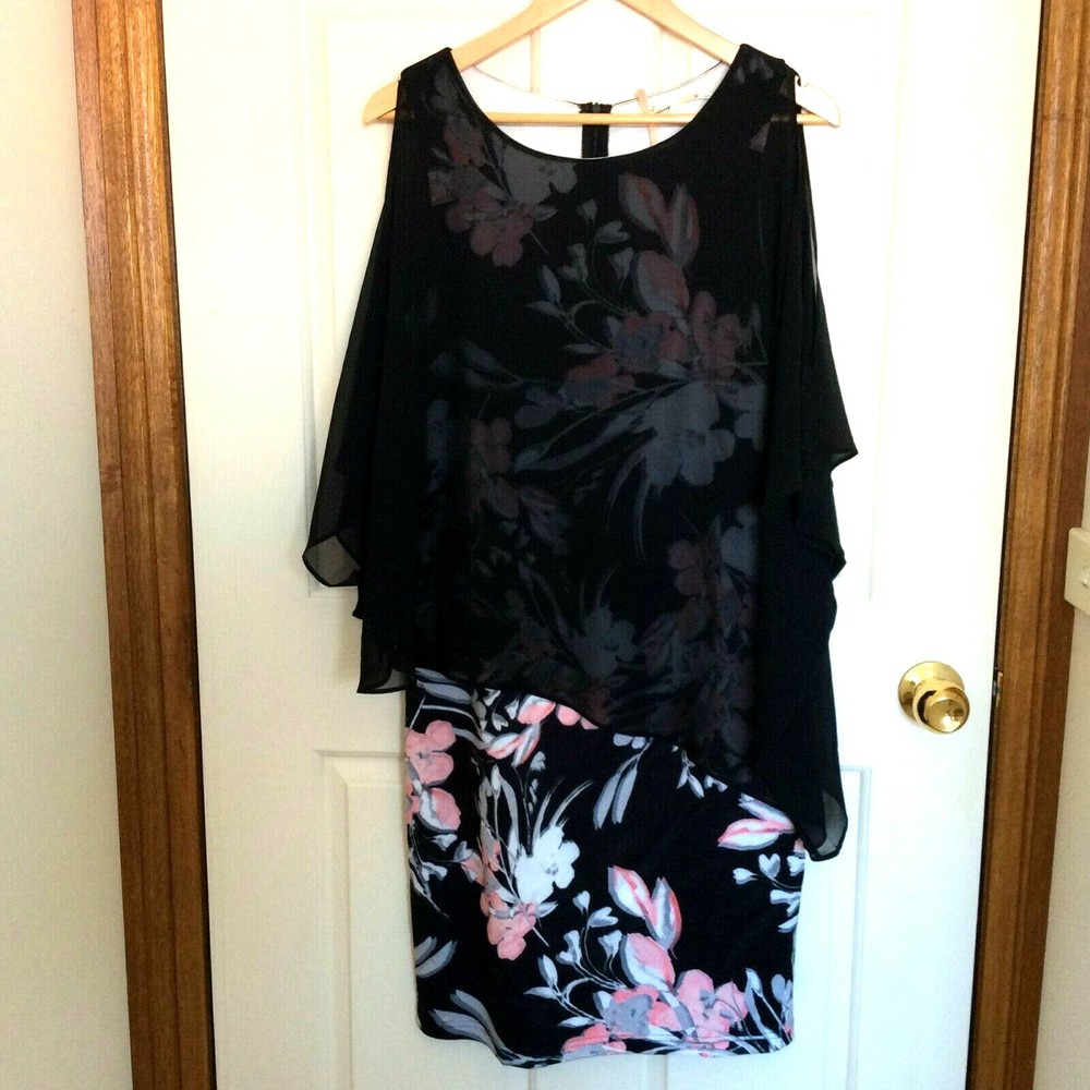 TEABERRY ANGLE CHIFFON OVERLAY WITH PINK/GREY FLORAL DRESS SIZE 8