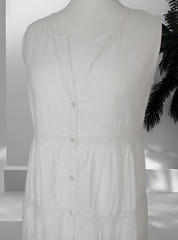 Kaleidoscope White Tiered Summer Dress Crochet Detail Size 12 Cotton