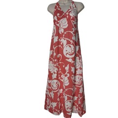 Old Navy Coral Pink and White Hawaiian Print Halter Maxi Dress, Women&rsquo;s Size M