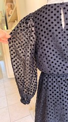 NWT On 34th Black Polka Dot Burnout Mini Dress Size M Sheer Long Sleeve Smocked