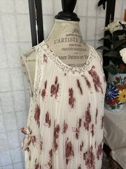 Free People Wom S Boho Accordian Pleat A-Line Dress Lace Insets & Side Ties