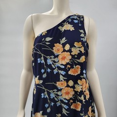 Lulus Elegant Admiration Maxi One Shoulder Dress XL Navy Floral Wedding Guest