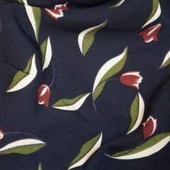 LUCCA Navy Blue Floral Fit Flare Long Sleeve Open back Ruffled Hem Dress Sz S
