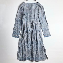 45rpm Indian Khadi Indigo Cotton Fringe Dress Authentic 100% Used