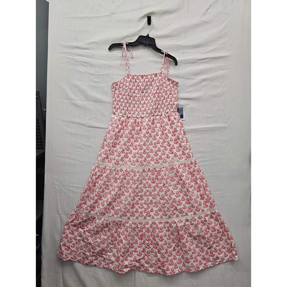 Roller Rabbit Target Red Floral Smocked Tiered Maxi Dress L F00395598-Q4/25