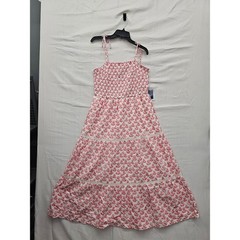 Roller Rabbit Target Red Floral Smocked Tiered Maxi Dress L F00395598-Q4/25