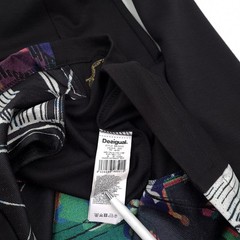 Desigual A-Line Dress Black Abstract Graphic Print Long Sleeve Size 38
