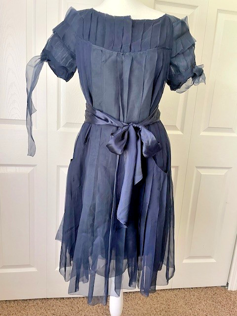 Nathan Jenden DVF Designer Pleated Silk Dress NWT 2 Navy Blue Runway Luxury