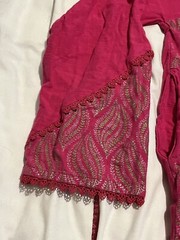 Gul Ahmed Ideas Pret Leaf Pattern Buttoned-Up Kurta Tunic Dress – Pink – Size M