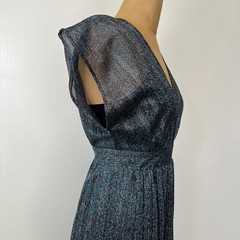 Moulinette Soeurs Dress Women 0 Midi Wrap Metallic Sheer Sparkle Work Party Nw