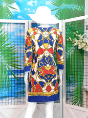 Barbara Gerwit Nautical Theme 3/4 sleeve cotton & Lycra Red White Blue Gold Med
