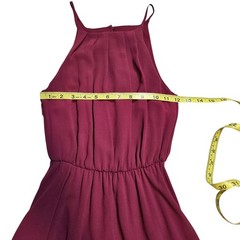 Blue Rain Maroon Pleated High Neck Halter Dress XXS