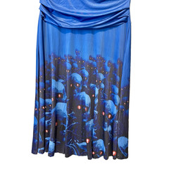 Blue Maxi Skull Print Wrap Front Bodice Dress Short Sleeves Women&rsquo;s Size XL