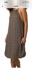 NWT prAna Epicanopy Size Medium Halter Dress Black Cha Cha Olive-Brown & Tan $55