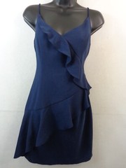 Black Halo Dress Women&rsquo;s 8 Blue Spaghetti Strap Ruffle New With Tags