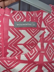 Woolworths white/red/green geometric print knee lenght dress size 10