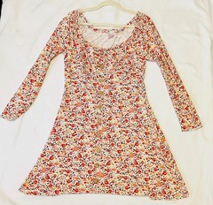 Spring Floral Button Front Dress Womens Long Sleeve Cottage Core Boho Prairie L