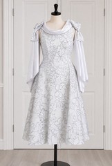 Dorinda Clark Cole White Silver Floral Dress Cape Church Formal Size 8 NWT